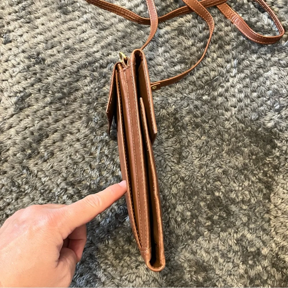 Vintage Macro Bag‎ Brown Cowhide Leather Crossbody Wallet With Adjustable Strap